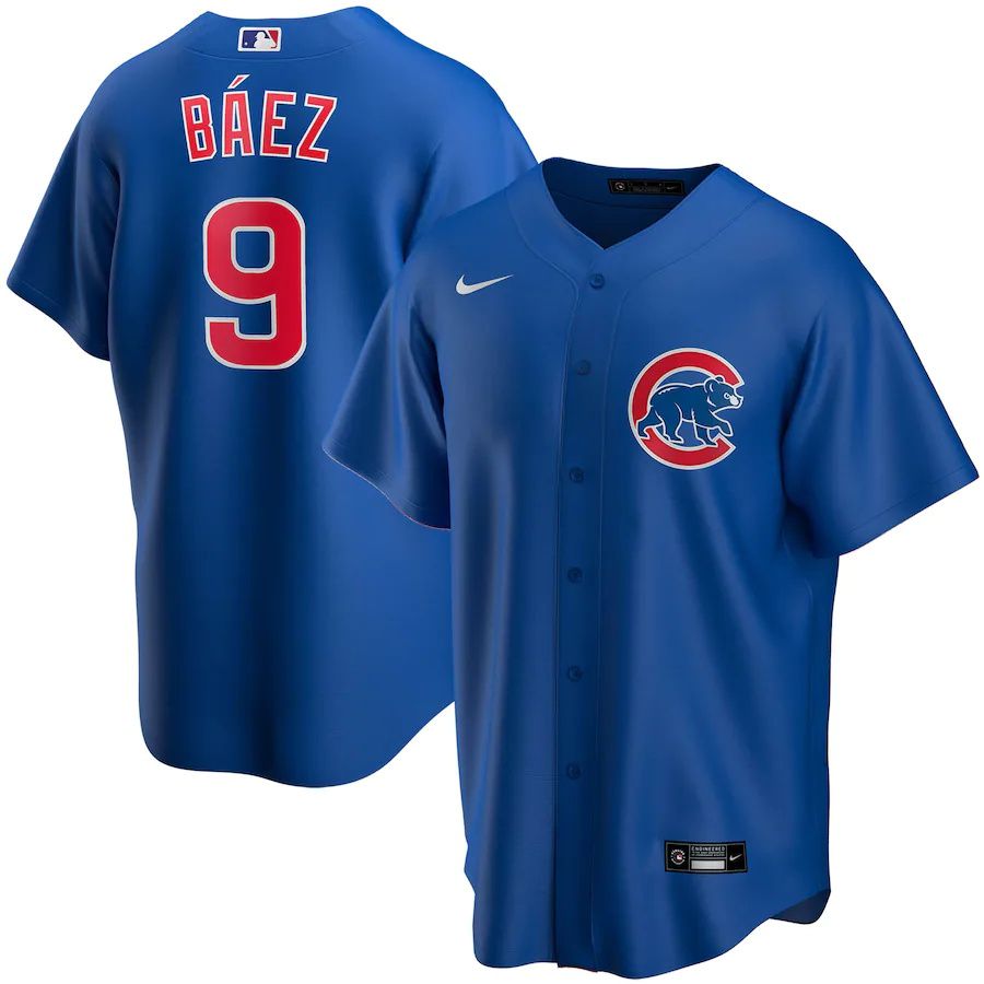 Mens Chicago Cubs 9 Javier Baez Nike Royal Alternate Replica Player Name MLB Jerseys